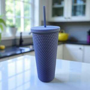 Textured Travel Tumbler With Straw, BPA-Free - 24oz